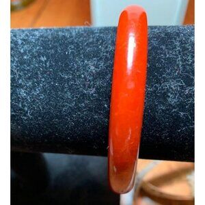Red Marbled Bakelite Bracelet Vintage Chunky Bangle Bold Retro Jewelry